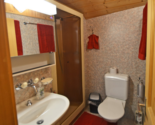 Badezimmer – Dusche und Toilette im Obergeschoss. Zusätzlich Toilette im Erdgeschoss.